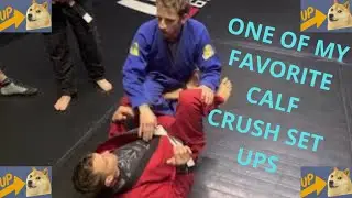 Countering open guard with a calf crush
