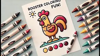 Coloring a Colorful Rooster with Markers & Crayons | Fun Art Tutorial for Kids