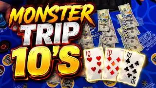 MONSTER 10&rsquo;S!! 3 CARD POKER in LAS VEGAS! 🔥#Trips