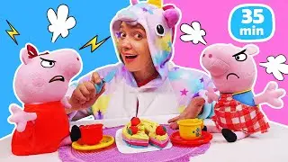 Aventures en cuisine🍪 Jeux avec Play-Doh. Peppa et George en peluche pour enfants