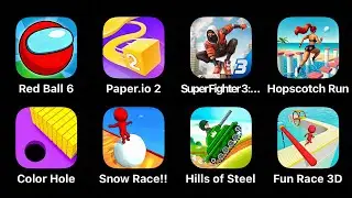 Red Ball 6, Paper.io 2, SuperFighter 3, Hopscotch Run, Color Hole, Snow Race, Hills of Steel
