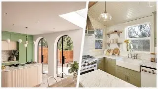 75 Kitchen With Green Cabinets And Multicolored Countertops Design Ideas You'll Love ⭐️