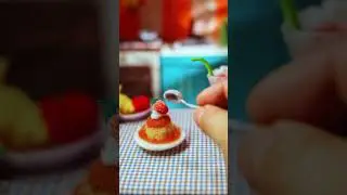 Cooking Delicious Strawberry Pudding 🍮🍓 - Stop Motion Animation (Wool) - ASMR  Mukbang #shorts