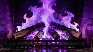 Purple Fireplace Ambience 🔥 Cozy Fire Crackling Sounds for Relaxing, Sleeping & Studying | LIVE