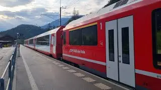 RhB Ge 4/4 III mit AGZ und GEX abfahrt in Tiefencastel