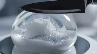 クリスタルケーキをカットする心地良い音/The satisfying sound of cutting crystal cake