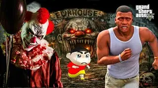GTA 5 : Shinchan & Franklin Escape From Horror Clown - Scary Ghost || In Telugu