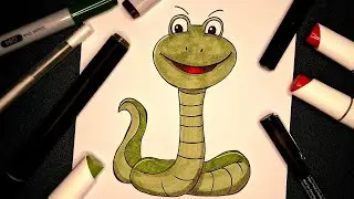 Cute Snake Speed Drawing - Alcohol Marker Illustration | Masterful Imprint