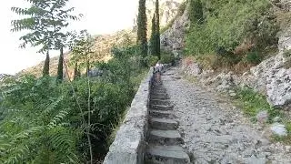 The ascent to the historical mountain more 1350 steps.  Kotor.  Montenegro.