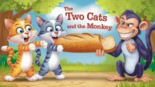 The Two Cats and a Monkey | Short Moral Story for Kids | Animated Bedtime Story } Verison 2