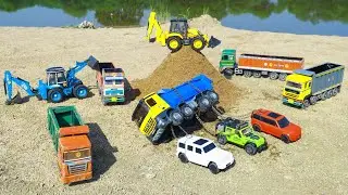 Jcb ki khudai BharatBenz Dumper Heavy Loading Sand Accident Pulling 3 Thar Roxx JCB Cartoon ? CS Toy