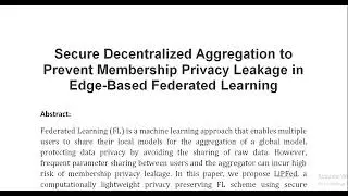 Secure Decentralized Aggregation to Prevent Membership Privacy Leakage in Edge Based Federated Learn