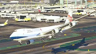 INSANE Touch-and-Go! Air China Cargo B747 Forced Go-Around at LAX