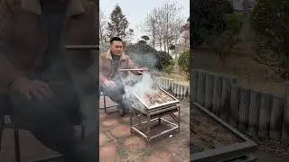 Stainless steel rotating barbecue grill, a great tool for outdoor camping. #bbq #flipgrill