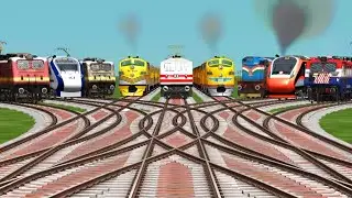 9 Realistic 3D Indian Train Crossings on Bumpy Tracks | Train Game Gameplay | Train Simulators