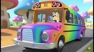 Wheels on the Neon Bus || Color Bus Version || 127 Seconds || Crocomix Kids TV