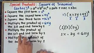 Special Products | Square of Trinomial | Step by Step Explanation | Grade 8 | Q1 | Revised K-12 |
