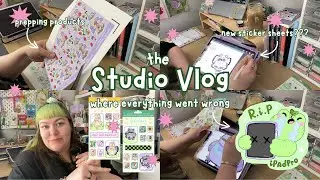 Everything went wrong 🤦🏻‍♀️market prep, stickers, my iPad died 😭 Studio Vlog |Small business diaries