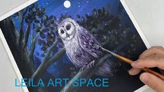 Halloween night painting, How to paint a barn owl in acrylics