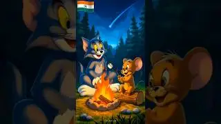 Tom & Jerry 🔥🏕️Camping Fun: Marshmallow 🌌Night Under Shooting Stars #tranding #viral #shorts