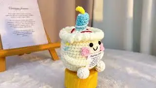 Crochet Birthday Cake with Customizable Card #handmade #crochet #customize #gift #birthday 