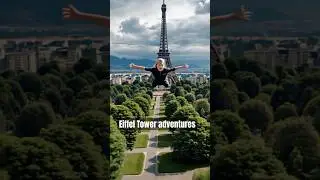 Rope suspension jump from Eiffel Tower #shorts #shortvideo  #shortsfeed #baby #ai #youtubeshorts