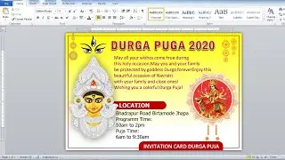 Ms Word Tutorial || Durga Puja Invitation card Design In Microsoft Office Word
