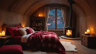 Snowstorm Night in a Warm Cabin Bedroom ⛄🔥 | Cozy Winter ASMR
