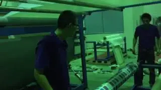 Table cloth laminating and embossing machine