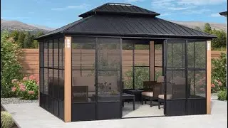 PURPLE LEAF 12&rsquo; x 14&rsquo; Hardtop Patio Gazebo Review | Outdoor Screen House | Aluminum Solarium Sunroom