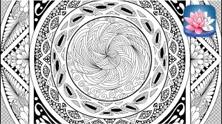 Coloring Games : Symmetrical circle with a very complex mandala pattern.