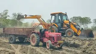 Jcb 3dx Backhoe Dozer Loading Mahindra Swaraj Sonalika Eicher Over Loaded Tractor | jcb Jcb|p-286