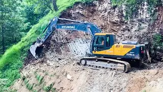 Unbelievable Excavator Skills on Extreme Risky Mountain Road Construction