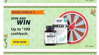 Amazon WOW Omega 3 | Spin & win | ₹100 | ₹50 | ₹40 | ₹30 | ₹20 | Today Answer | Amazon Pay Balance