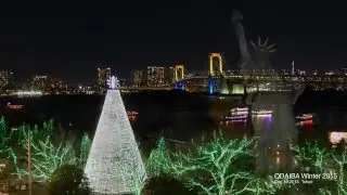 ODAIBA Winter 2015 Illuminations and Rainbow Fireworks , Tokyo JAPAN. [4K]