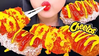 ASMR HOT CHEETOS MOZZARELLA CORN DOGS Crunchy Eating Sounds (Mukbang) ASMR Phan