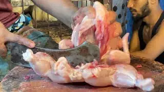 Fastest Chicken Meat Cutting Skills - Original Chicken Cutting Video | Best Chicken Shop |