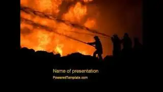 Fire Fighting On Massive Fire PowerPoint Template by PoweredTemplate.com