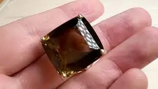 Ring with large smoky quartz