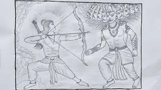How to draw beautiful Dussehra scenery | Shree Ram drawing | how to draw Ravan step by step #drawing