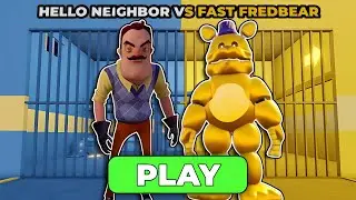HELLO NEIGHBOR VS FAST FREDBEAR PRISON RUN! (Obby) #scaryobby #roblox