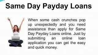 Same Day Payday Loans Simple And Quick Cash Transfers