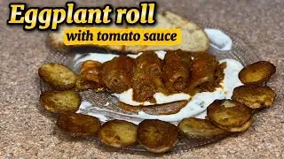 رول بادمجان با سس گوجه (ASMR) 🍆🥫