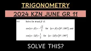 A lot of trigonometry functions, including simultaneous questions. Grade 11 Math | KZN June 2024