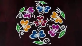 Simple Flower Rangoli | Beginners Rangoli With 7 Dots | फूलों की रंगोली | Creative Flower Rangoli
