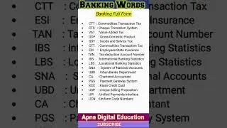Banking Full Forms #bankingexams #banking #fullforms#bankjobs#rrb #ibps#ibpsclerk #ssc#viral #shorts