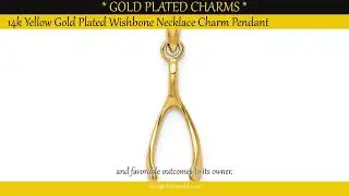 14k Yellow Gold Plated Wishbone Necklace Charm Pendant