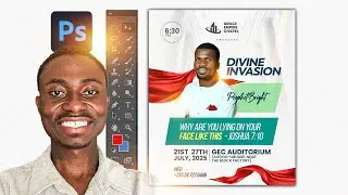 Photoshop Church Flyer Design Tutorial | Divine Invasion Program Poster Design (Step-by-Step)