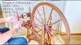 Trageton Antique Norwegian Double Table Spinning Wheel Bobbin Fix