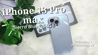 iPhone 13 Pro Max Sierra Blue, 256gb // Unboxing + accessories❤️ (Kh/Eng sub)